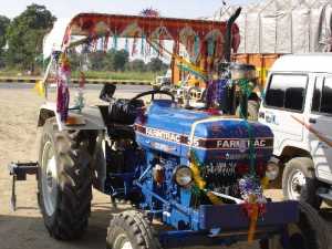Tractor decorated for Diwali.  Photo by Tom Walker.