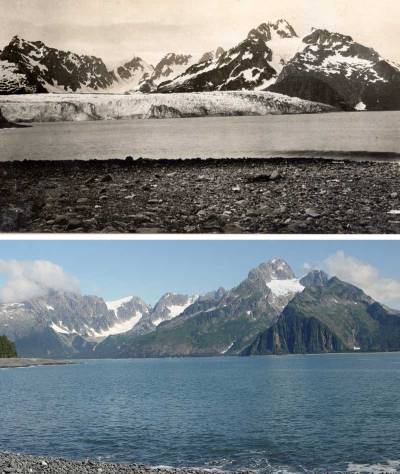 Northwestern Glacier in 1909 and 2005