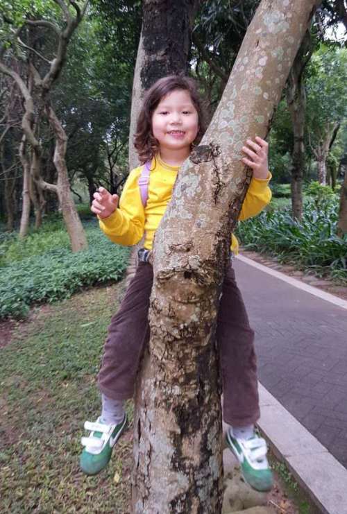 Amber loves climbing trees.