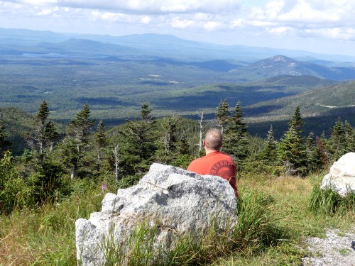 David enjoys the view from a a stop on Whiteface Mountain