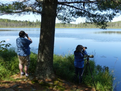Derek and Joan looking for waterfowl on Rock Lake