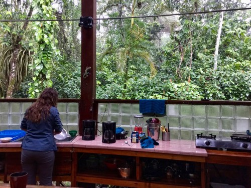 Amanda making breakfast for us in our open-air kitchen